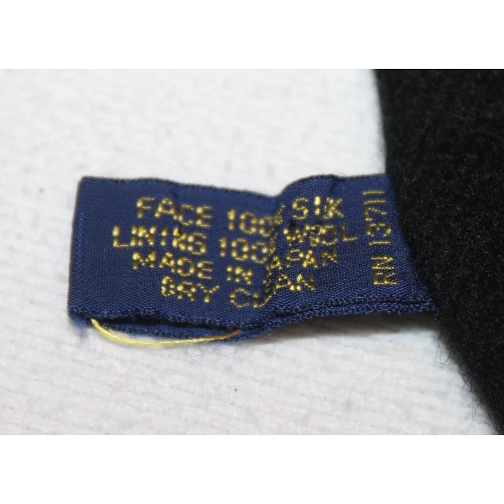Weavers Workshop black silk scarf with wool lining Japan fringed paisley border